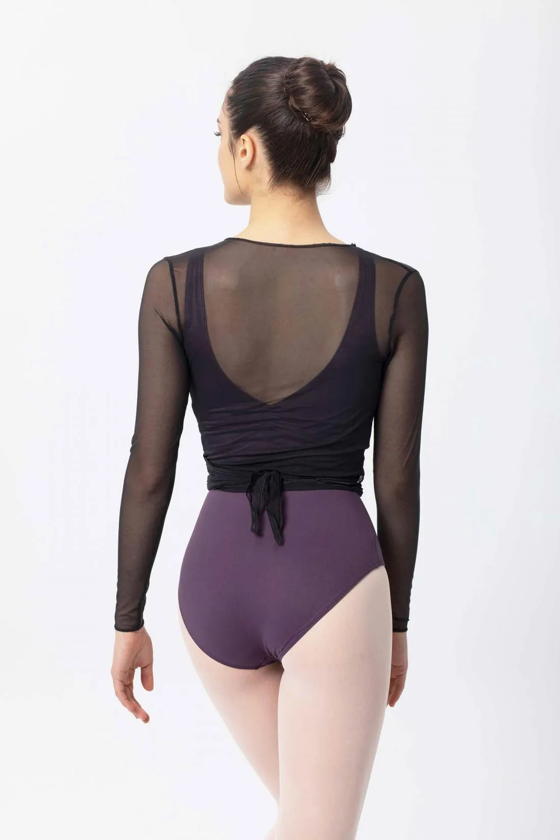 インターメッツォ 長袖ブラックメッシュクロスオーバー Intermezzo Long Sleeve Black Mesh Crossover Ballet Dance
