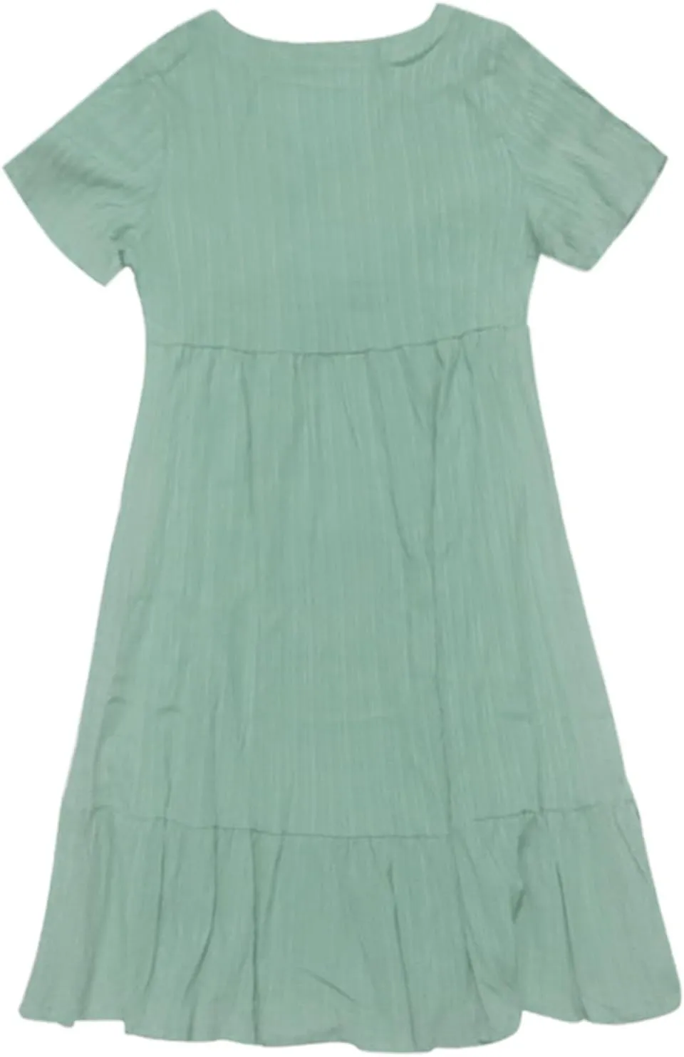 2025 Spring Dresses Women Casual Boho Petite Midi T Shirt Dresses Summer Short Sleeve V Neck Ruffle Hem Tiered Dress