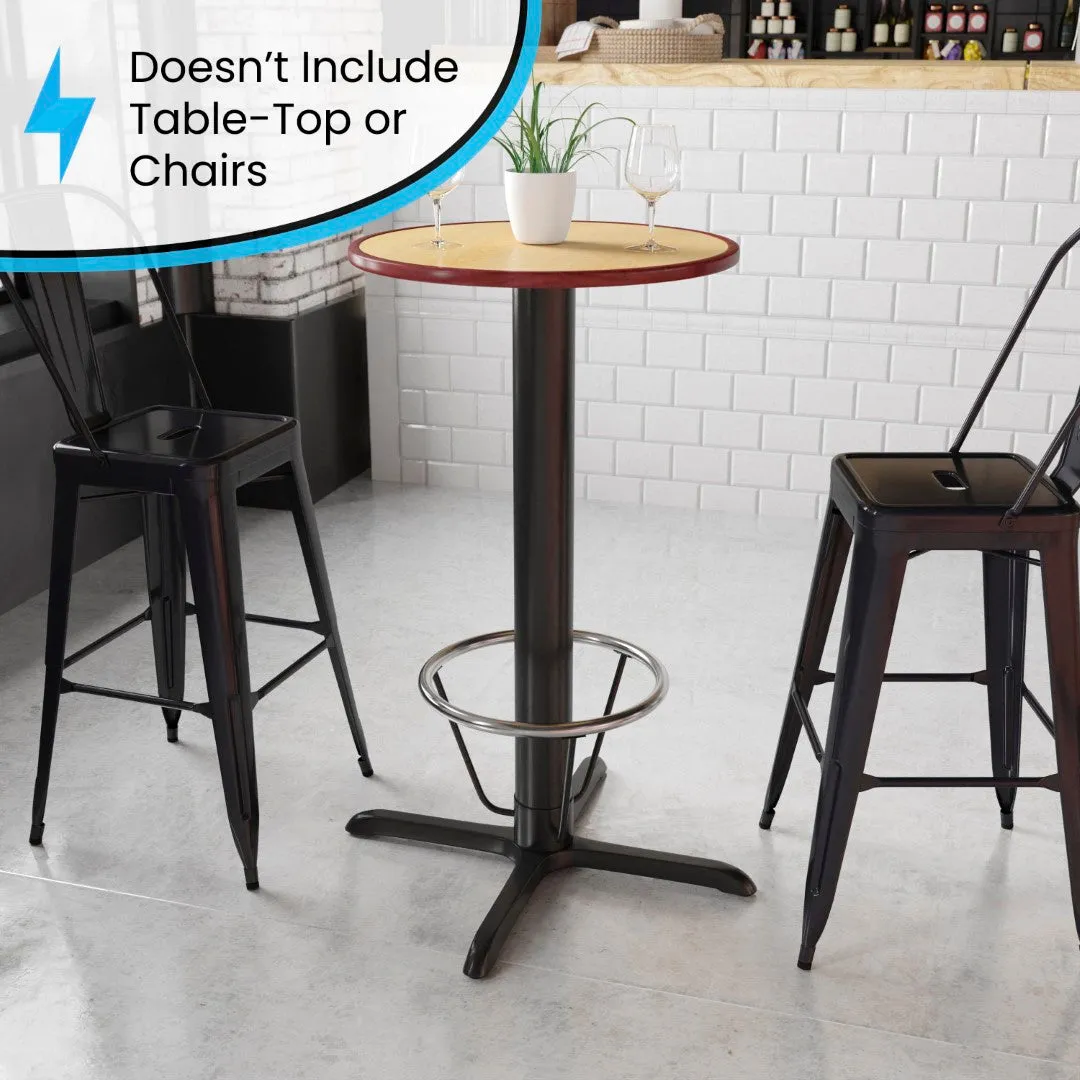 33'' x 33'' Commercial Grade Restaurant Table X-Base with Foot Ring Stand