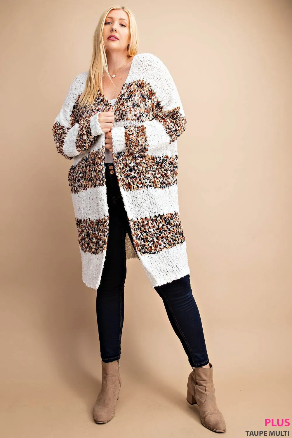 5449   Colette Fuzzy Striped Cardigan
