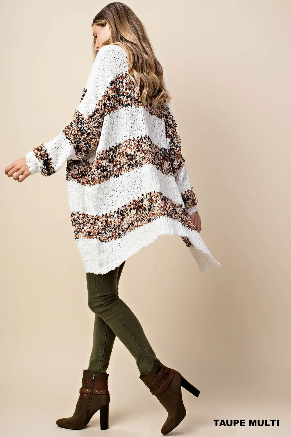 5449   Colette Fuzzy Striped Cardigan