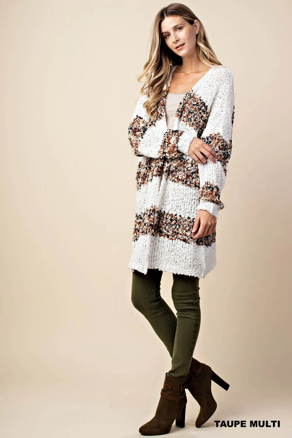 5449   Colette Fuzzy Striped Cardigan