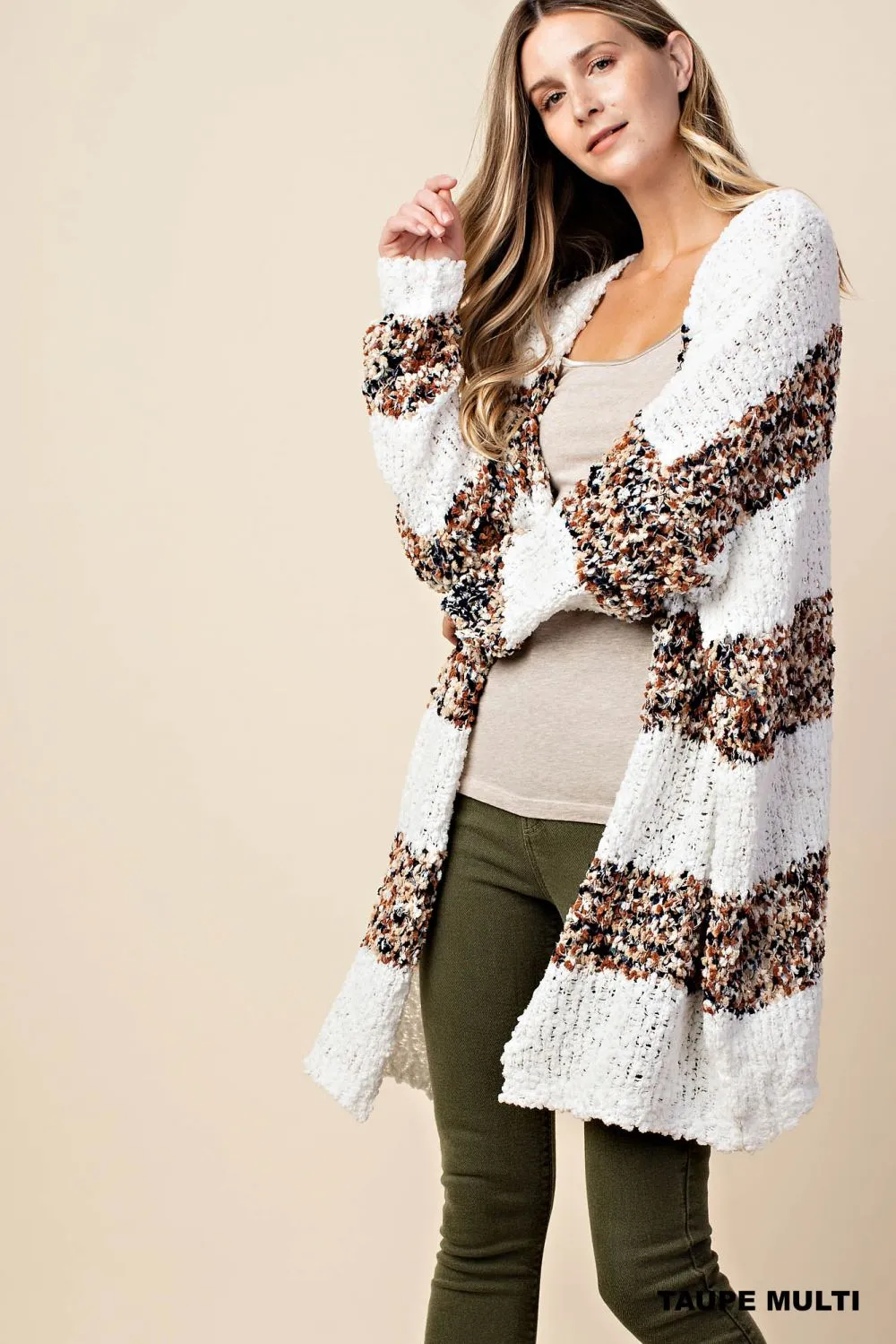 5449   Colette Fuzzy Striped Cardigan