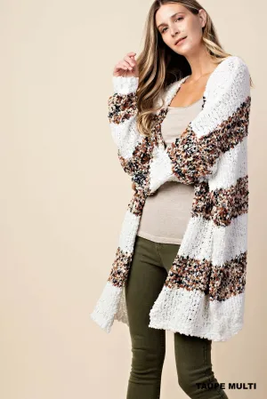 5449   Colette Fuzzy Striped Cardigan