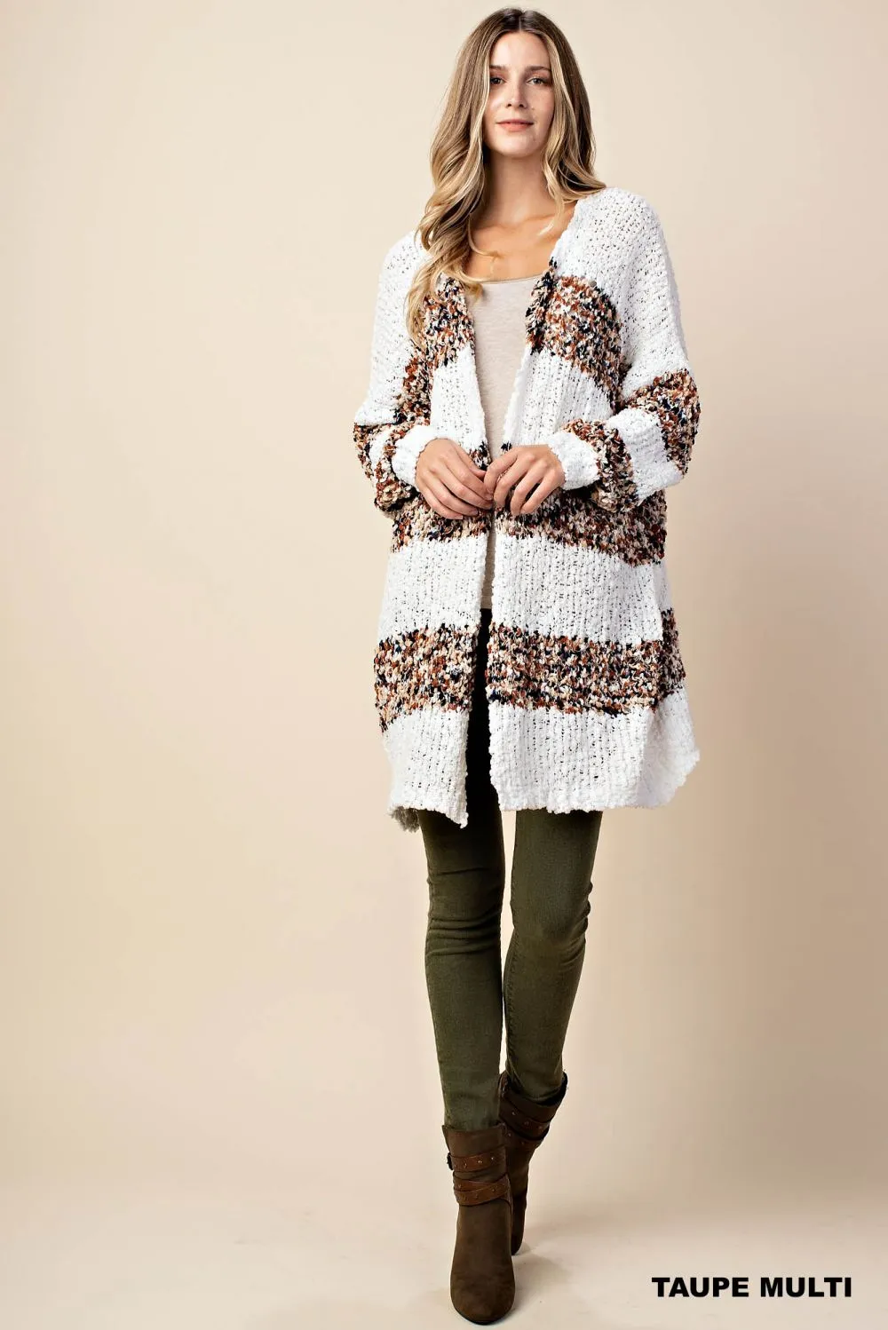 5449   Colette Fuzzy Striped Cardigan