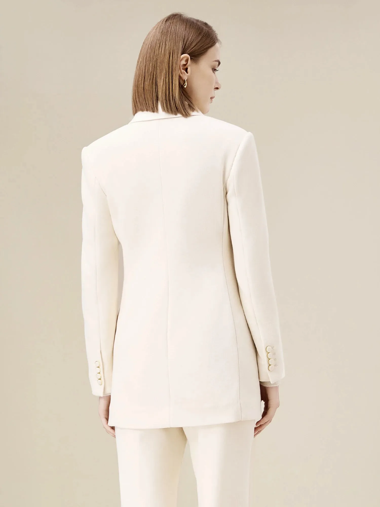 Amoretu Women's Wool Peak Lapel Stretch Blazer