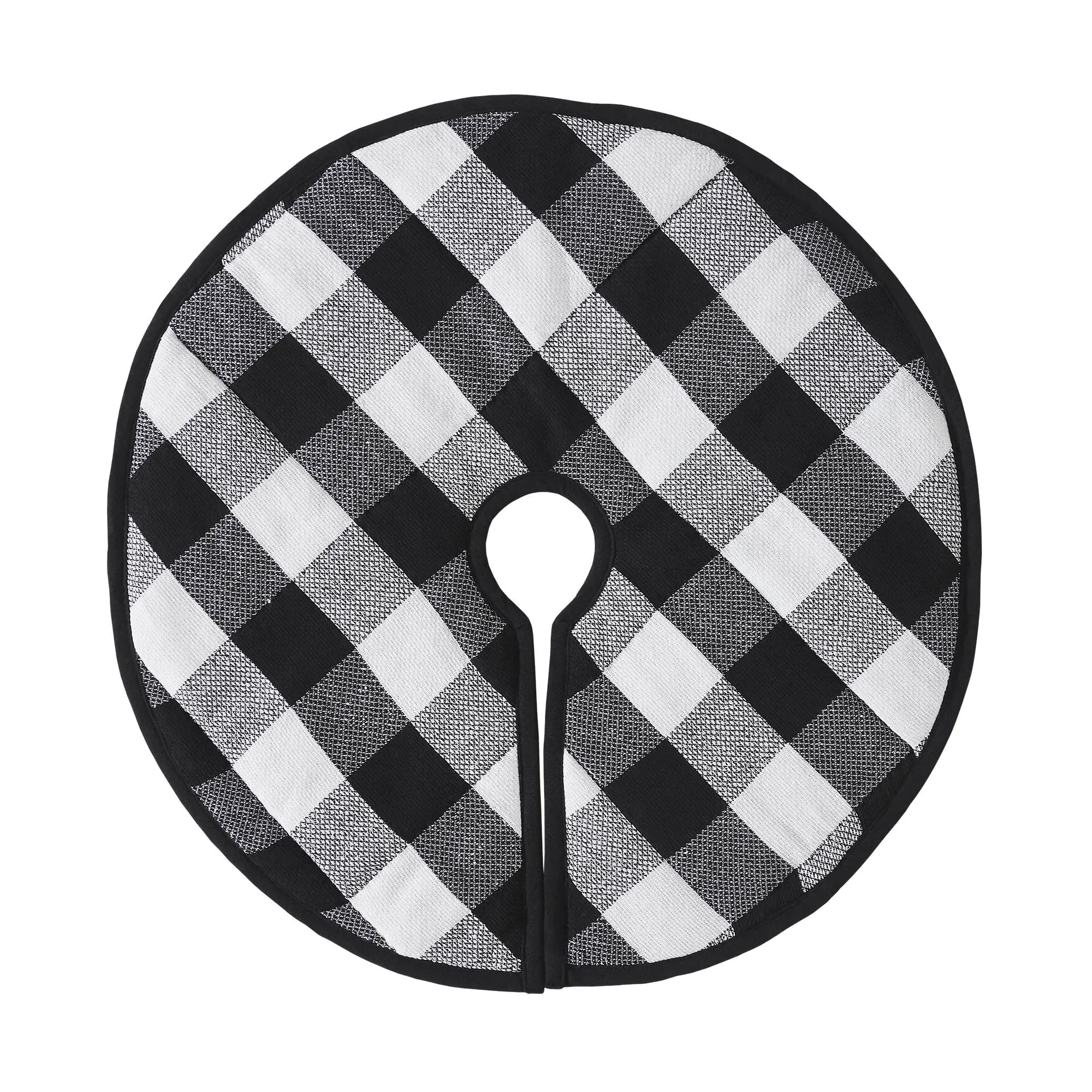 Annie Black Check Christmas Tree Skirt 24" Diameter