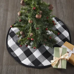 Annie Black Check Christmas Tree Skirt 24" Diameter