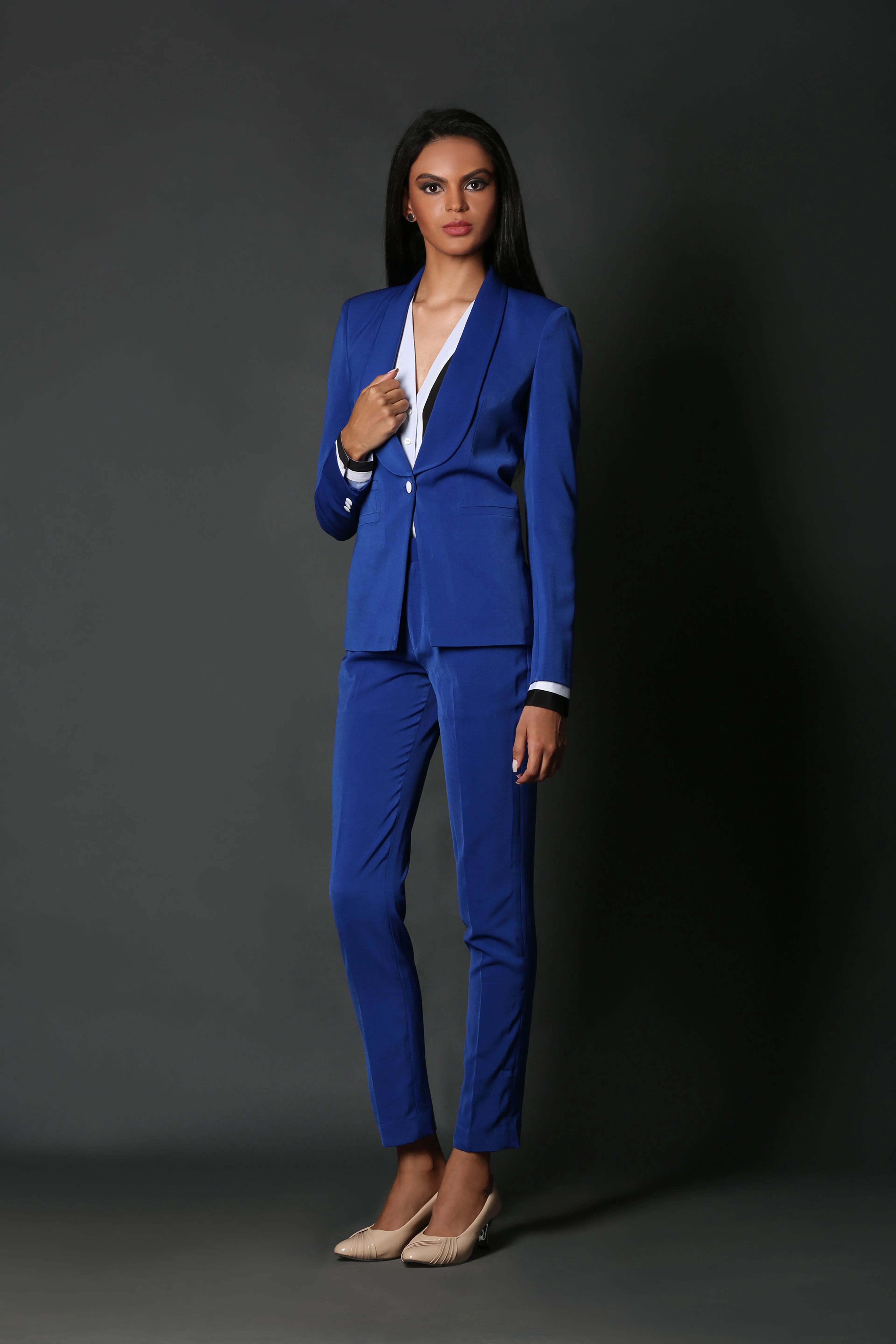 Blue Shawl Collar Blazer