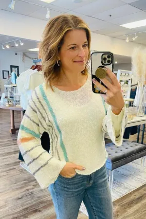 Boat Neck Stripe Sleeve Sweater