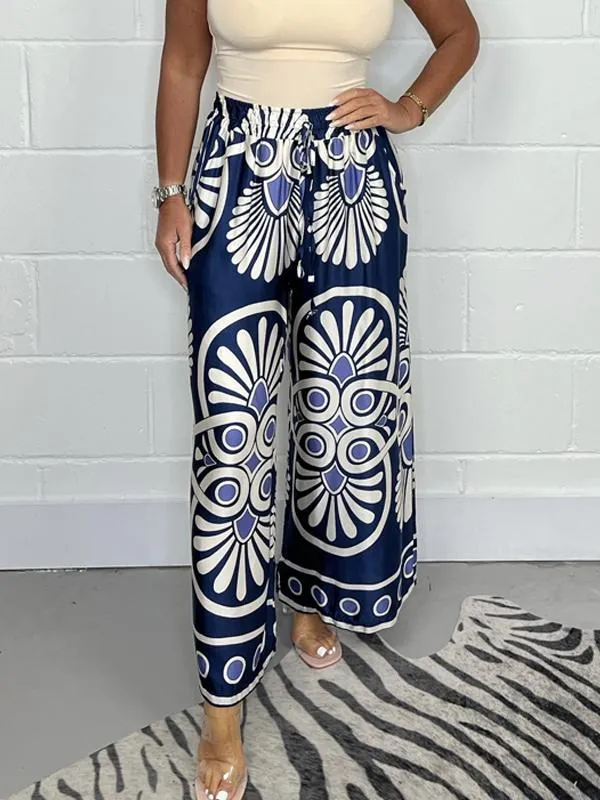 Casual Bedrukte Satijnen Broek