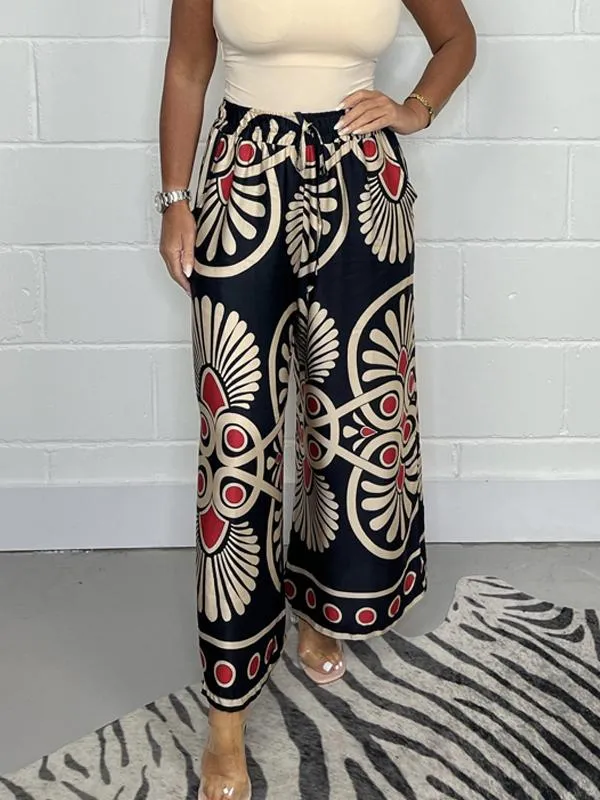 Casual Bedrukte Satijnen Broek