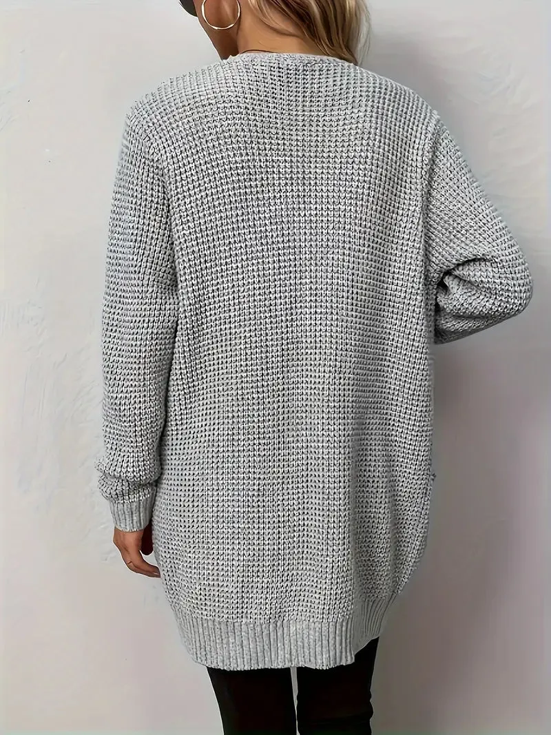 Chique comfortabel vest met open voorkant Knusse Lange Mouwen met Zakken