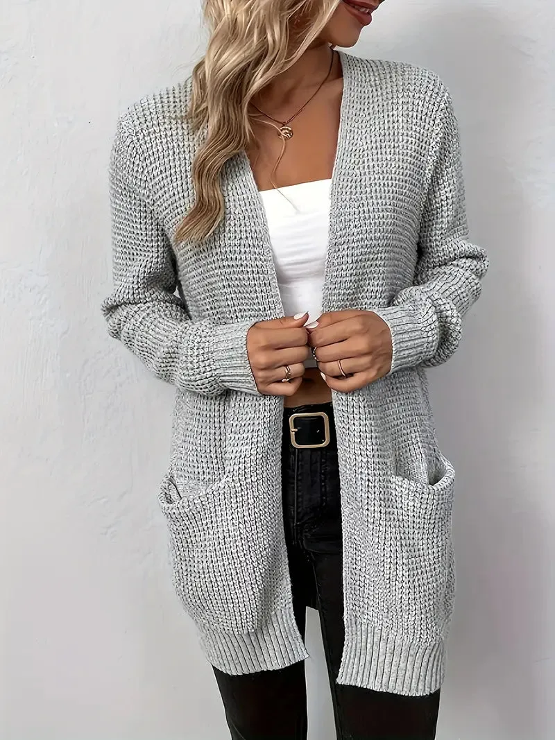 Chique comfortabel vest met open voorkant Knusse Lange Mouwen met Zakken