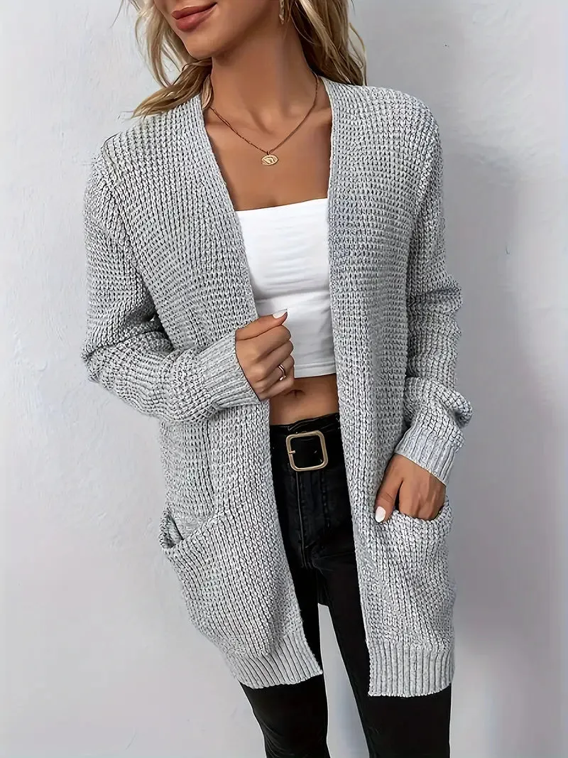 Chique comfortabel vest met open voorkant Knusse Lange Mouwen met Zakken