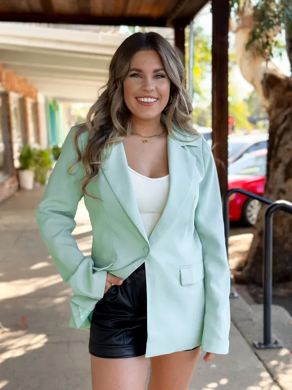Colored Long Sleeve Boyfriend Blazer