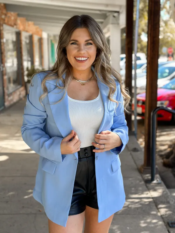 Colored Long Sleeve Boyfriend Blazer