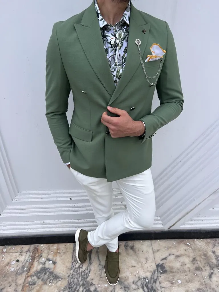 Cooper Slim Fit Green Linen Blazer