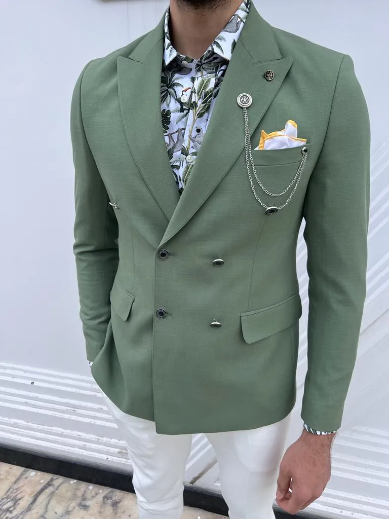 Cooper Slim Fit Green Linen Blazer