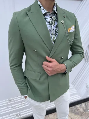 Cooper Slim Fit Green Linen Blazer