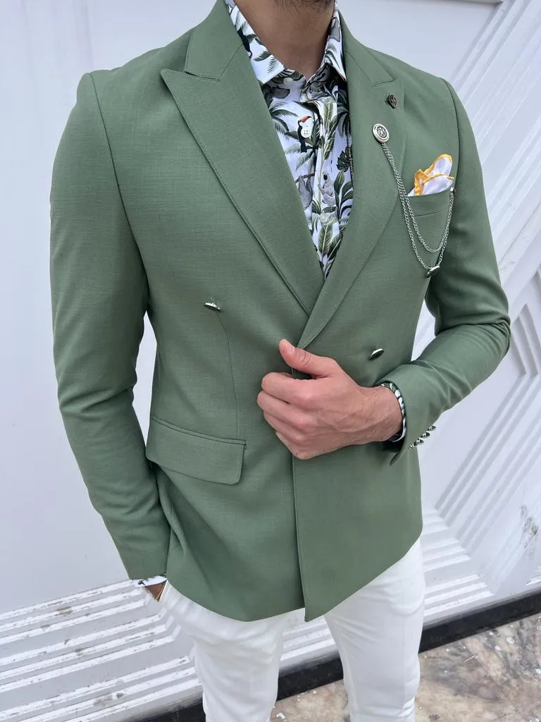 Cooper Slim Fit Green Linen Blazer
