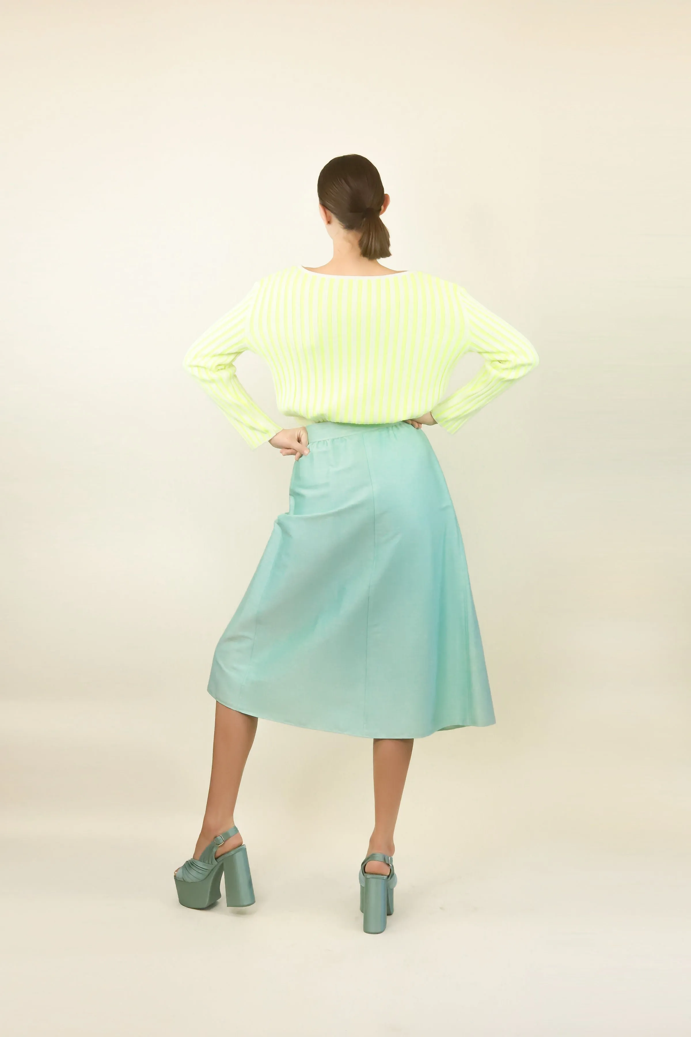 Courreges Couture c. 1970's/80's Mint Green A Line Skirt