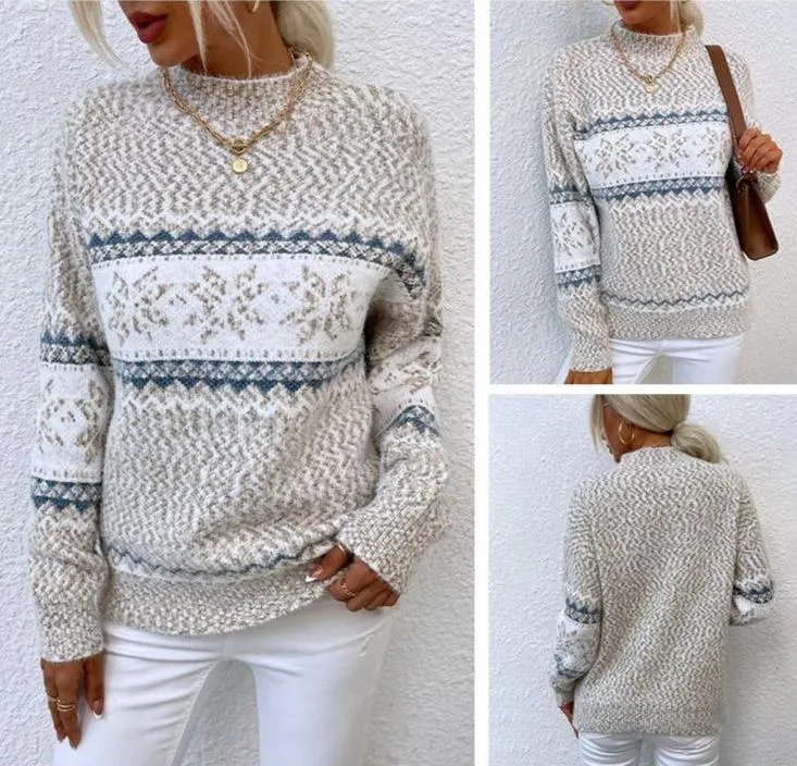 Cozy Elegance Half Turtleneck Snowflake Sweater
