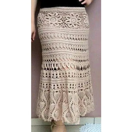 Cream crochet midi skirt