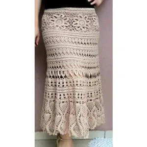 Cream crochet midi skirt