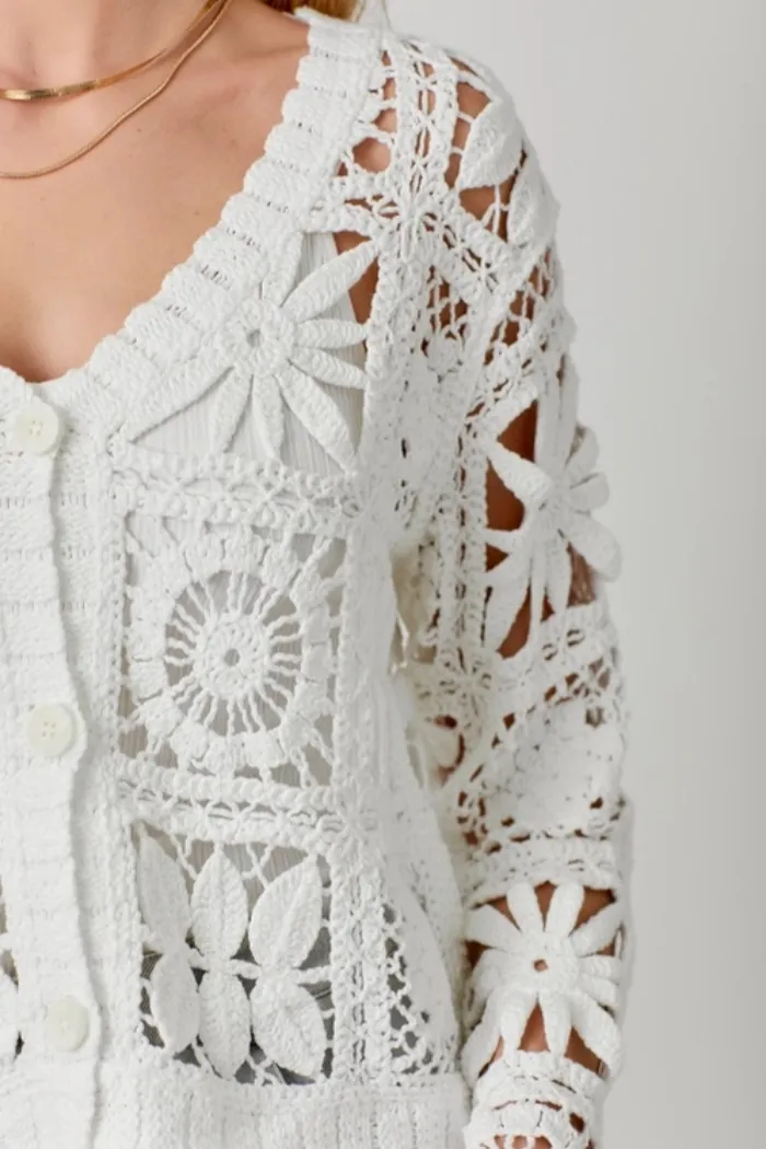 Crochet Button Up Cardigan