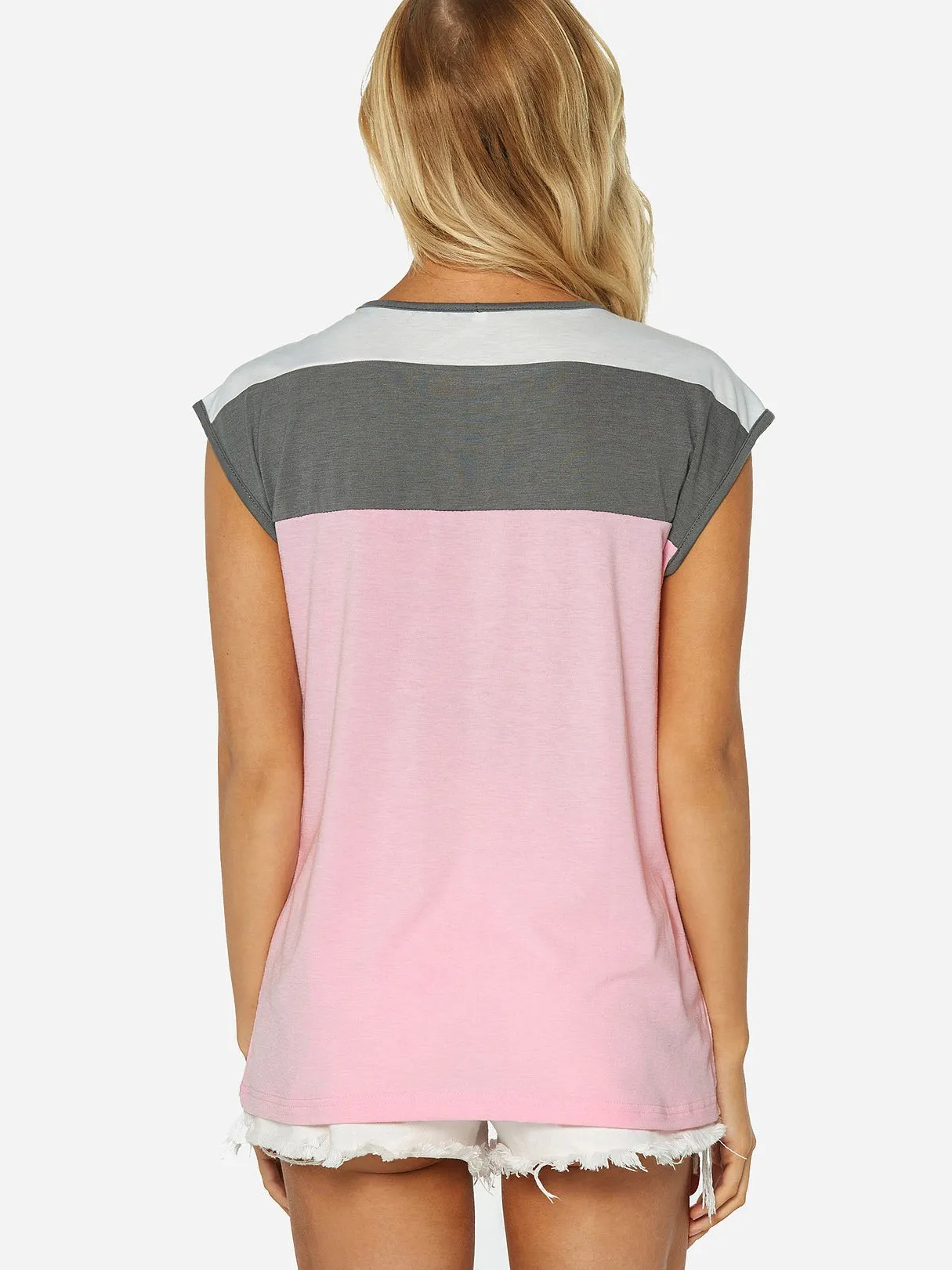 Custom Crew Neck Plain Sleeveless Pink T-Shirts
