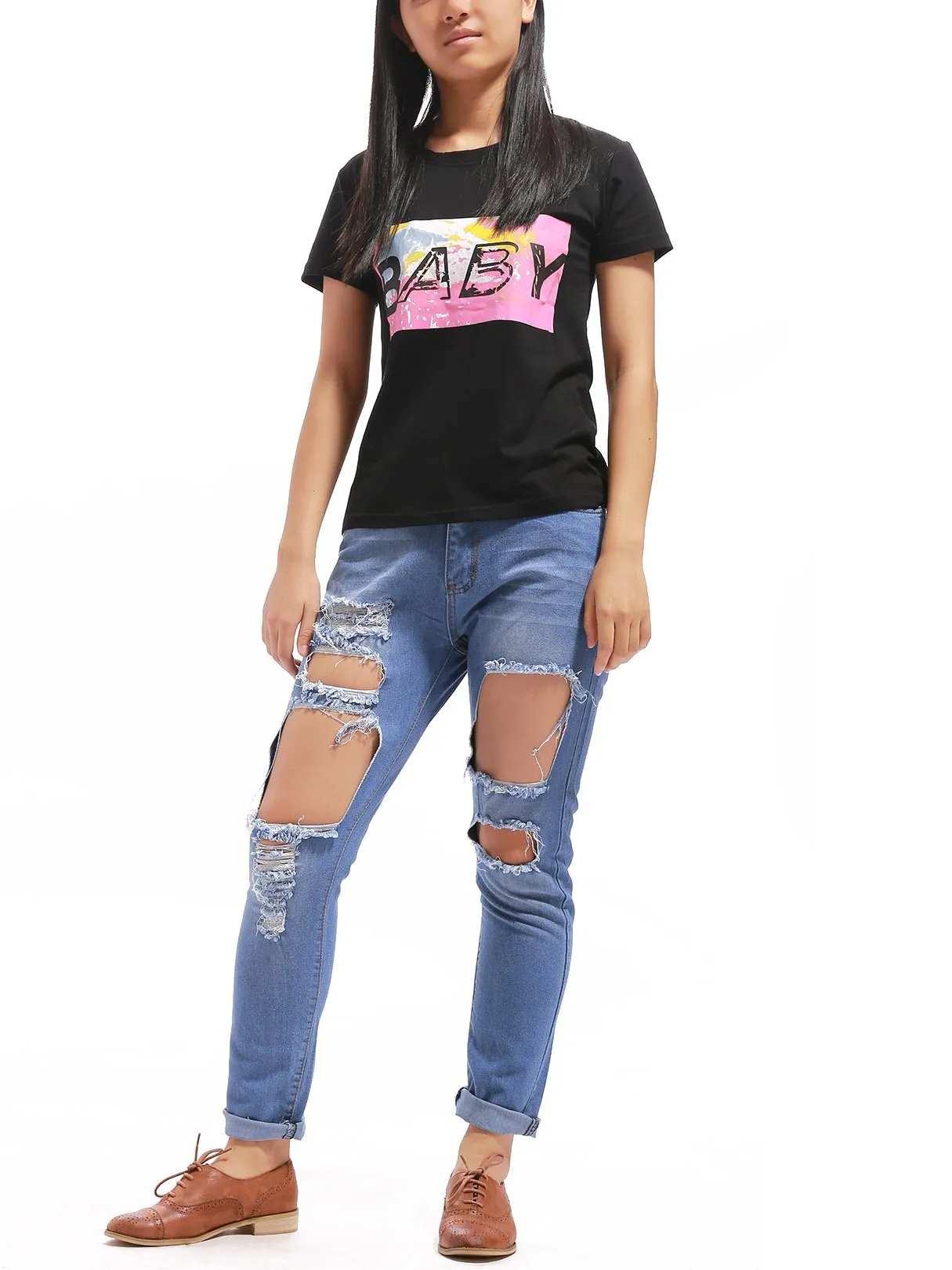 Custom Round Neck Letter Half Sleeve Black T-Shirts