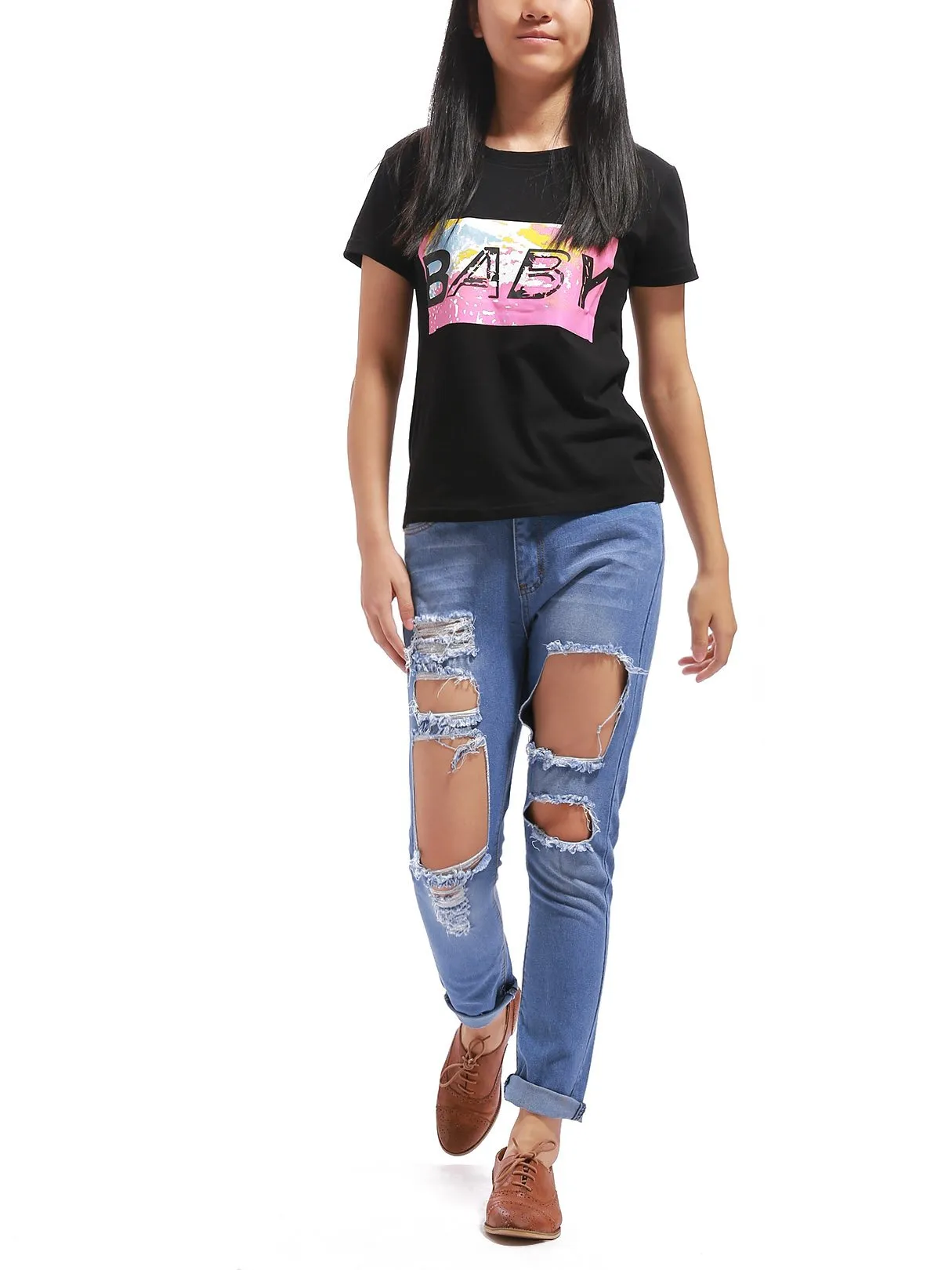 Custom Round Neck Letter Half Sleeve Black T-Shirts