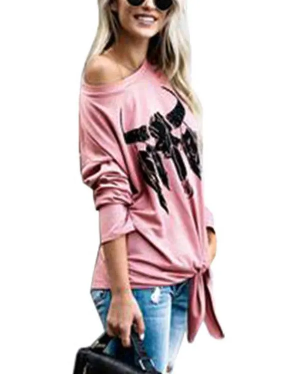 Custom Round Neck Tube Top Animal Floral Print Long Sleeve T-Shirts