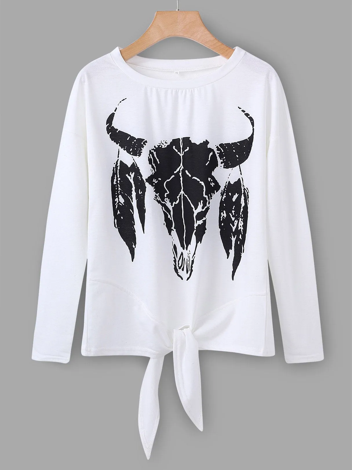 Custom Round Neck Tube Top Animal Floral Print Long Sleeve T-Shirts