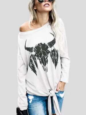 Custom Round Neck Tube Top Animal Floral Print Long Sleeve T-Shirts