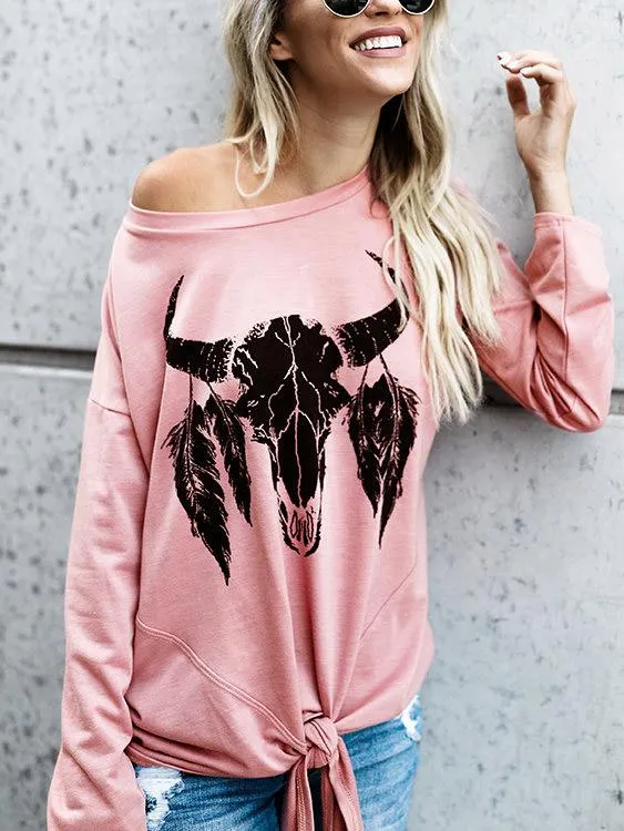 Custom Round Neck Tube Top Animal Floral Print Long Sleeve T-Shirts