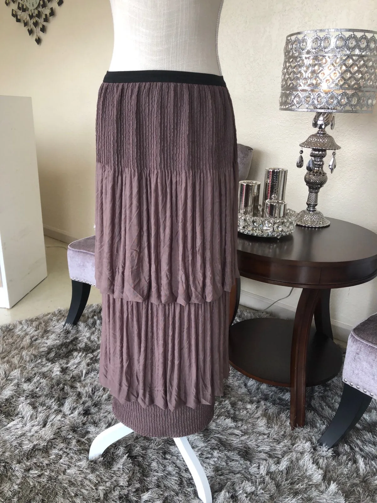 Deep Taupe Layered Bubble Skirt