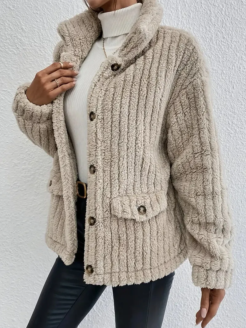 Doppelseitige Strickjacke mit Samtknöpfen
