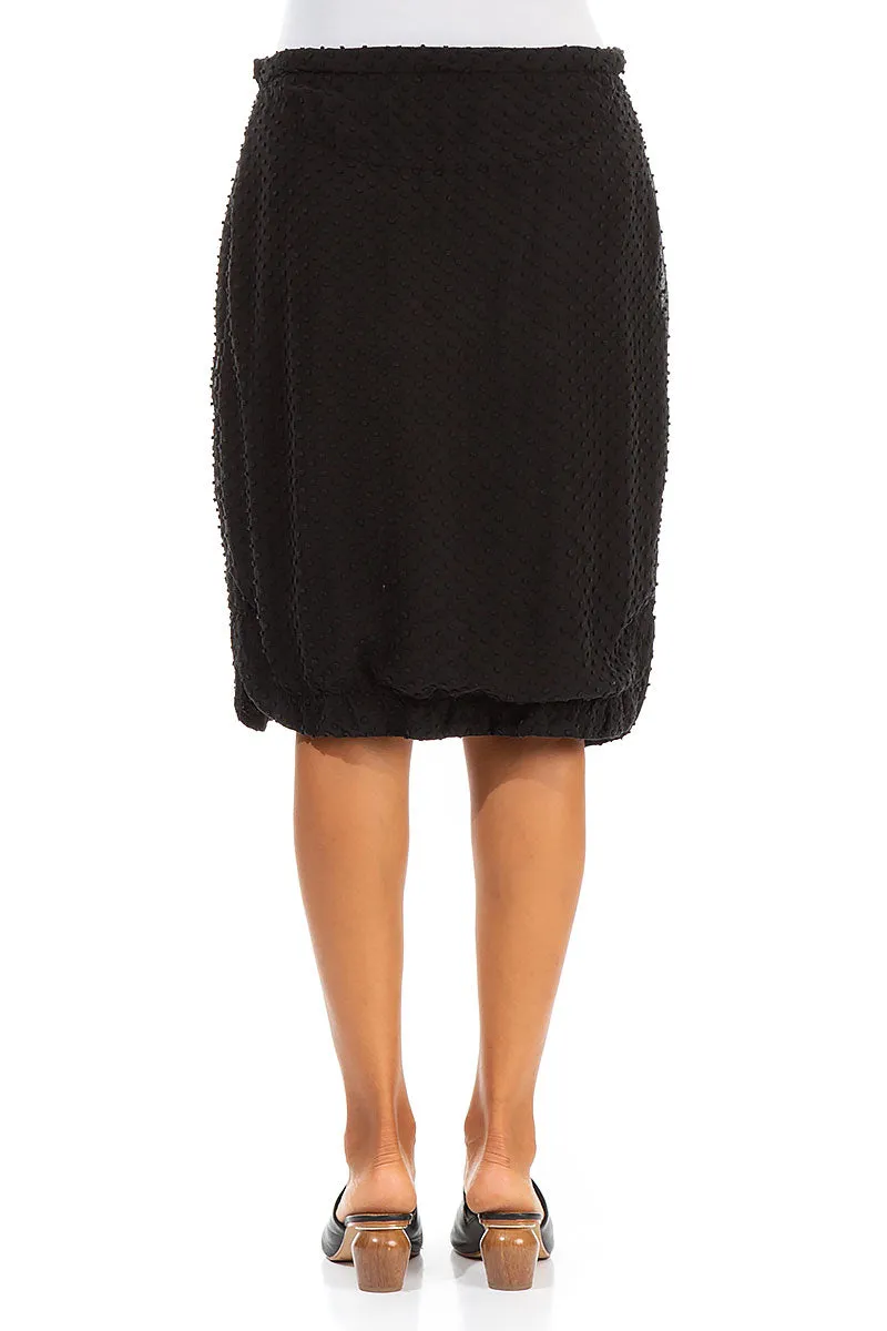 Dotty Balloon Black Midi Silk Skirt