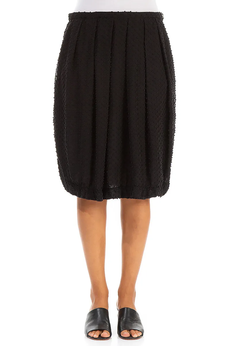 Dotty Balloon Black Midi Silk Skirt