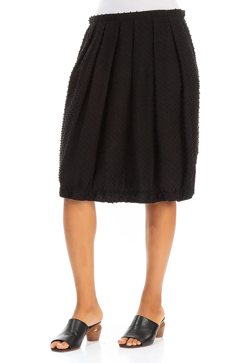 Dotty Balloon Black Midi Silk Skirt