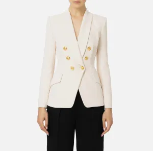 Double-breasted jacket in stretch crêpe with embroidery
