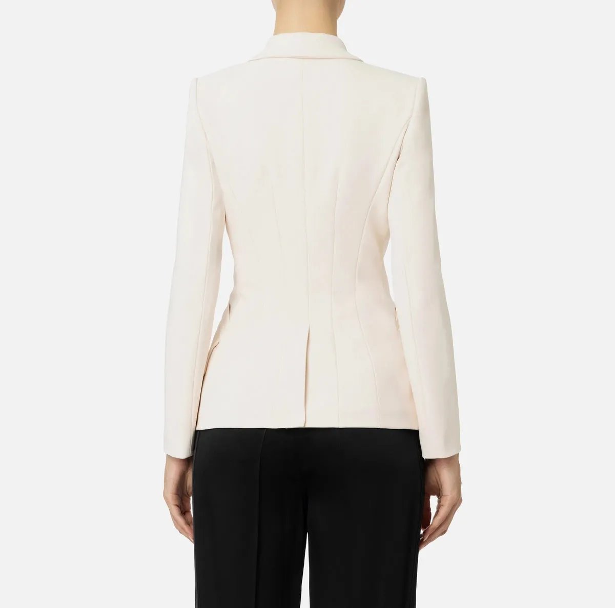 Double-breasted jacket in stretch crêpe with embroidery