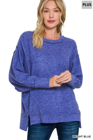 Double Edge Plus Bright Blue Oversized Hi Low Sweater (Size 2X/3X)