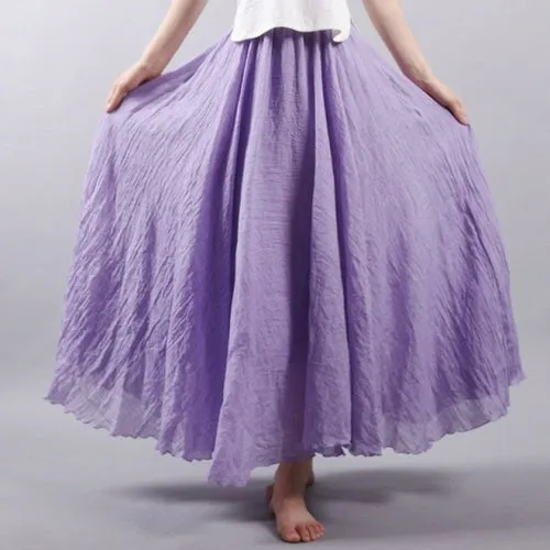 Elegant High Waist Linen Maxi Skirt