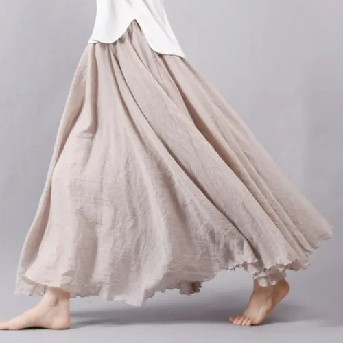 Elegant High Waist Linen Maxi Skirt