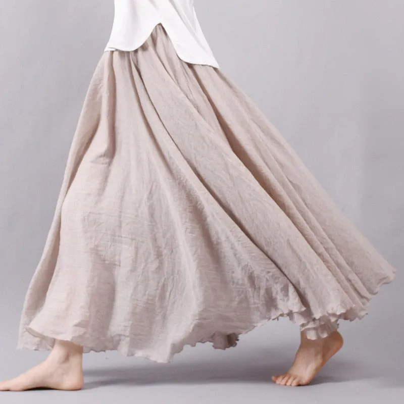 Elegant High Waist Linen Maxi Skirt