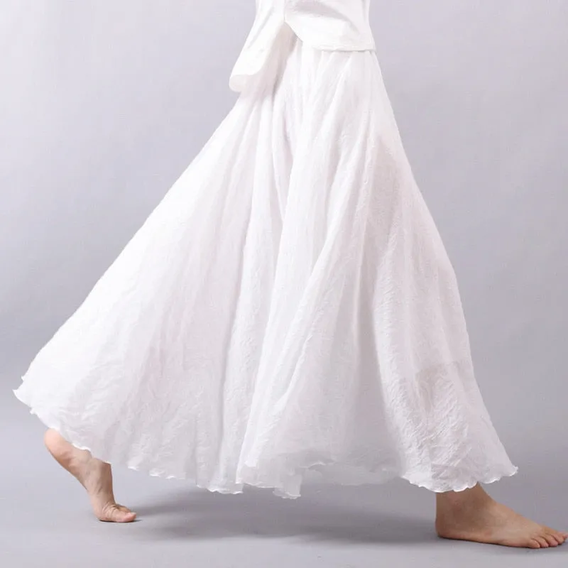 Elegant High Waist Linen Maxi Skirt