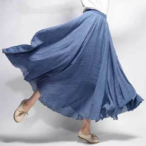 Elegant High Waist Linen Maxi Skirt